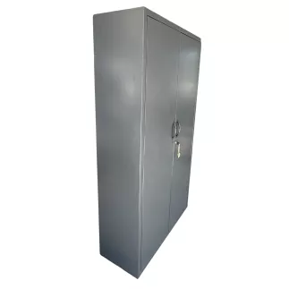 NIVOMETAL│Armoire haute portes battantes│L 100 x H 188 cm│Gris anthracite/tablettes blanches