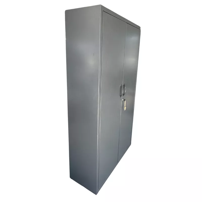 NIVEMETAL│Armoire haute portes battantes│L 100 x H 188 cm│Gris anthracite/tablettes blanches
