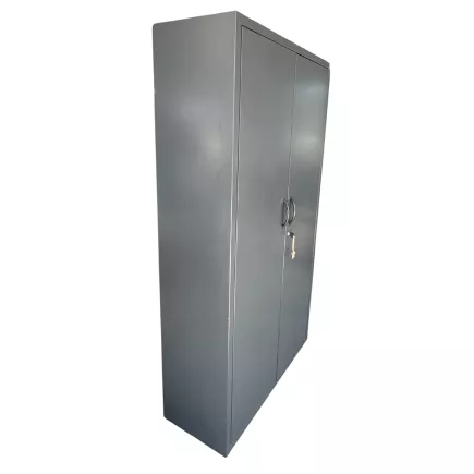 NIVEMETAL│Armoire haute portes battantes│L 100 x H 188 cm│Gris anthracite/tablettes blanches