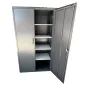 NIVEMETAL│Armoire haute portes battantes│L 100 x H 188 cm│Gris anthracite/tablettes blanches