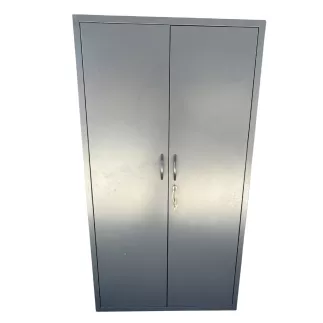 NIVOMETAL│Armoire haute portes battantes│L 100 x H 188 cm│Gris anthracite/tablettes blanches
