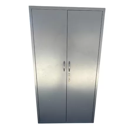 NIVEMETAL│Armoire haute portes battantes│L 100 x H 188 cm│Gris anthracite/tablettes blanches