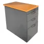 LO LISTA│Caisson hauteur bureau 9664 - 4 tiroirs│Profondeur 80 cm│Gris anthracite/top hêtre saumoné