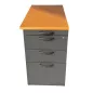 LO LISTA│Caisson hauteur bureau 9664 - 4 tiroirs│Profondeur 80 cm│Gris anthracite/top hêtre saumoné