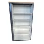 LO LISTA│Armoire rideaux L100xH190 cm avec top de finition hêtre saumoné│Acier gris anthracite/intérieur blanc