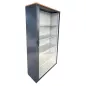 LO LISTA│Armoire rideaux L100xH190 cm avec top de finition hêtre saumoné│Acier gris anthracite/intérieur blanc