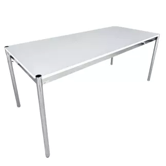 USM HALLER│Table - Bureau 175x75 cm│Gris perle/Acier chromé