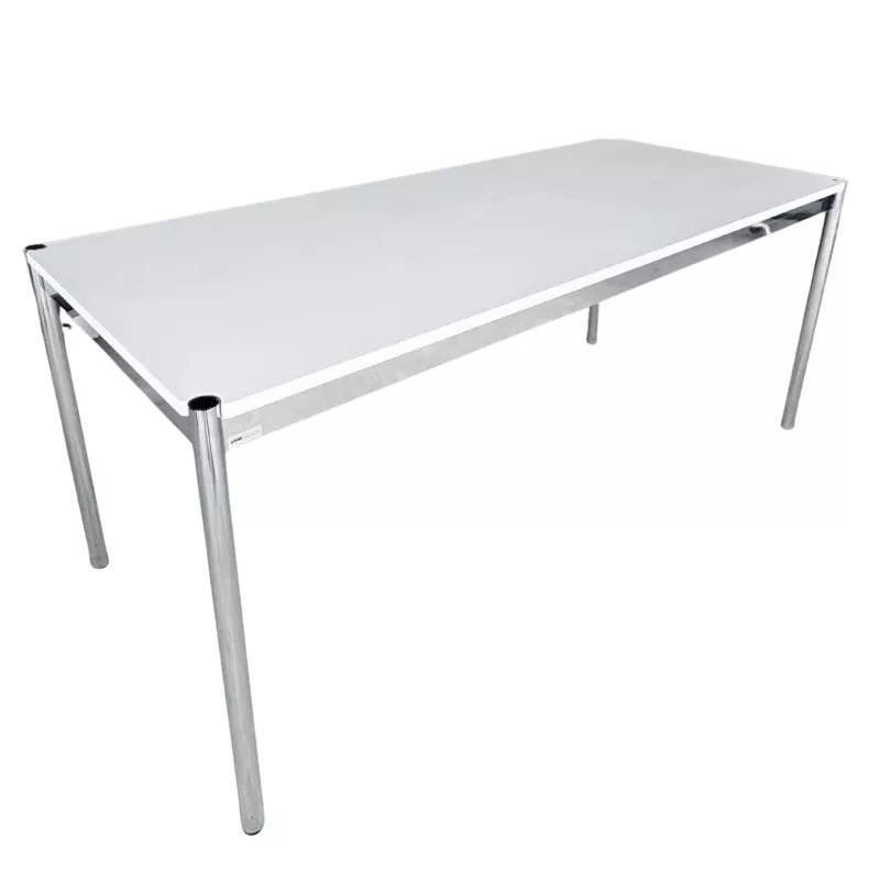 USM HALLER│Table - Bureau 175x75 cm│Gris perle/Acier chromé