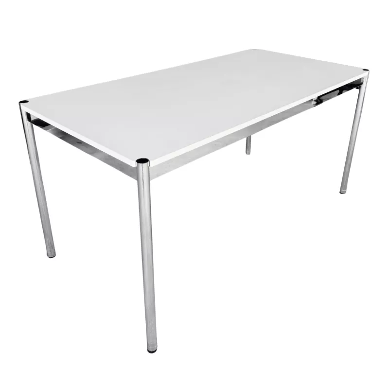 USM HALLER│Table - Bureau 150x75 cm│Blanc/Acier chromé