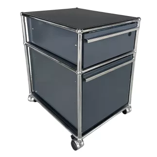 USM HALLER│Caisson sous bureau 64│Gris souris/acier chromé