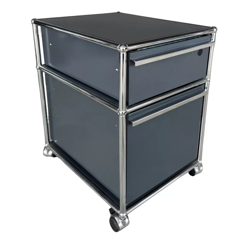USM HALLER│Caisson sous bureau 64│Gris anthracite/acier chromé