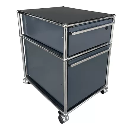 USM HALLER│Caisson sous bureau 64│Gris souris/acier chromé