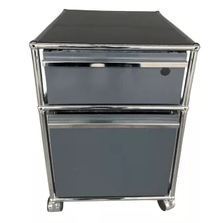 USM HALLER│Caisson sous bureau 64│Gris souris/acier chromé