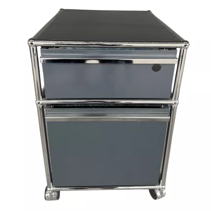 USM HALLER│Caisson sous bureau 64│Gris anthracite/acier chromé