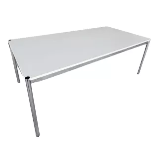 USM HALLER│Table - Bureau 200x100│Gris perle/Acier chromé