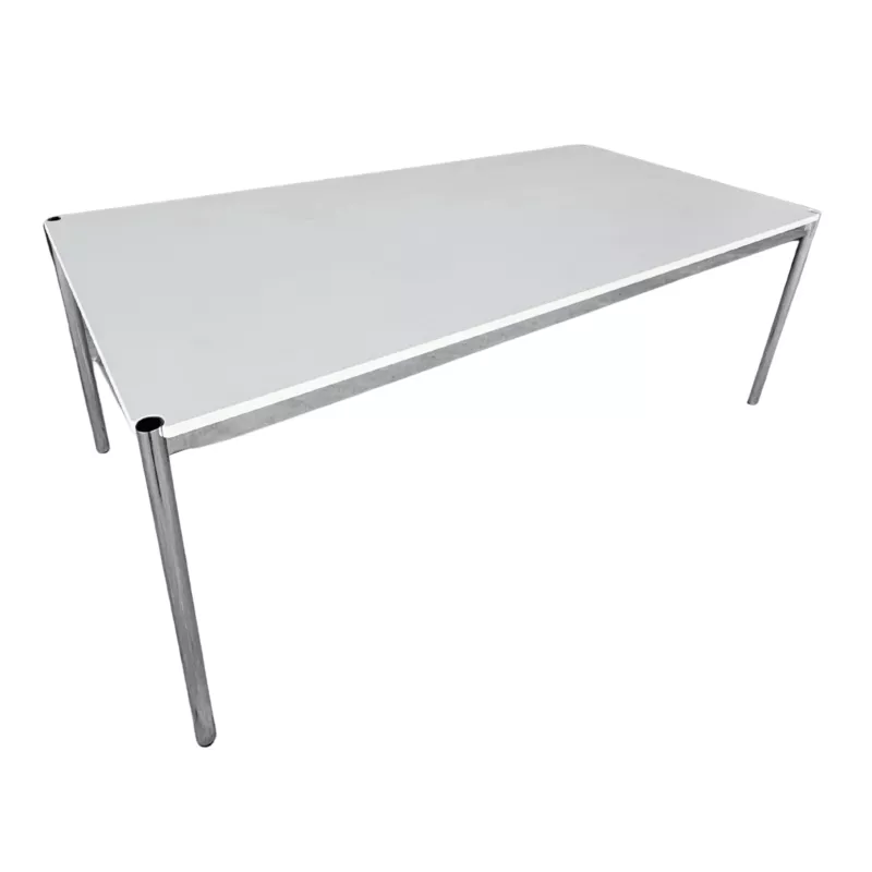 USM HALLER│Table - Bureau 200x100│Gris perle/Acier chromé