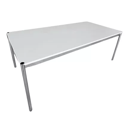 USM HALLER│Table - Bureau 200x100│Gris perle/Acier chromé