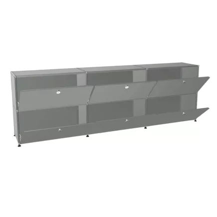 USM HALLER│Armoire 6 cases 3L x 2H - clapets │Gris souris