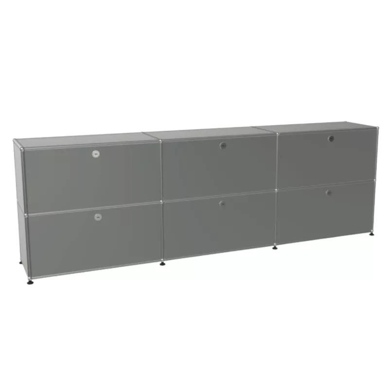 USM HALLER│Armoire 6 cases 3L x 2H - clapets │Gris souris