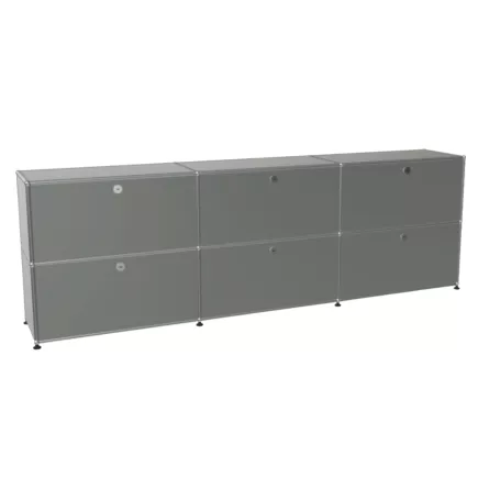 USM HALLER│Armoire 6 cases 3L x 2H - clapets │Gris souris