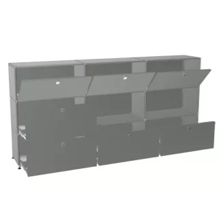 USM HALLER│Armoire 9 cases 3L x 3H - 3 cases tiroirs + 4 clapets + 2 ouvertes│Gris souris