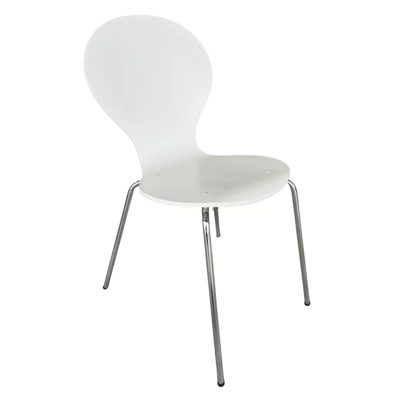SANMA│Chaise monocoque d'accueil/collectivité - empilables│Blanc/Chromé