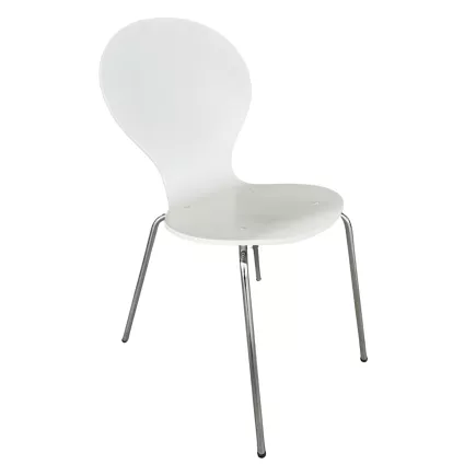 SANMA│Chaise monocoque d'accueil/collectivité - empilables│Blanc/Chromé