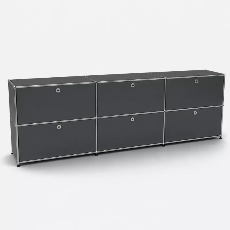 USM HALLER│Armoire 6 cases 3L x 2H - clapets │Gris anthracite