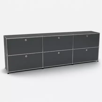 USM HALLER│Armoire 6 cases 3L x 2H - clapets │Gris anthracite