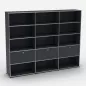 USM HALLER│Etagère 15 cases 3L x 5H - 12 cases ouvertes + 2 tiroirs + 1 clapet│Gris anthracite