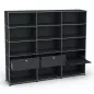 USM HALLER│Etagère 15 cases 3L x 5H - 12 cases ouvertes + 2 tiroirs + 1 clapet│Gris anthracite
