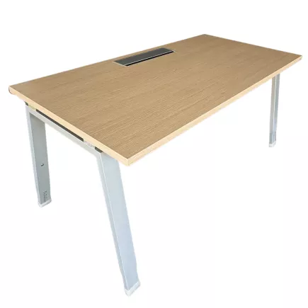 ALEA│Modèle Atreo│Bureau L 160 x p 80 cm x H Réglable│Grande trappe│Chêne clair/ Gris clair