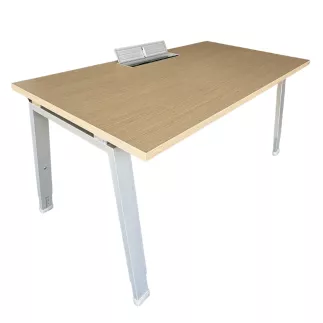 ALEA│Modèle Atreo│Bureau L 160 x p 80 cm x H Réglable│Grande trappe│Chêne clair/ Gris clair