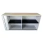 LO LISTA│Armoire basse à rideau L 160 cm│Gris aluminium/top erable blanc