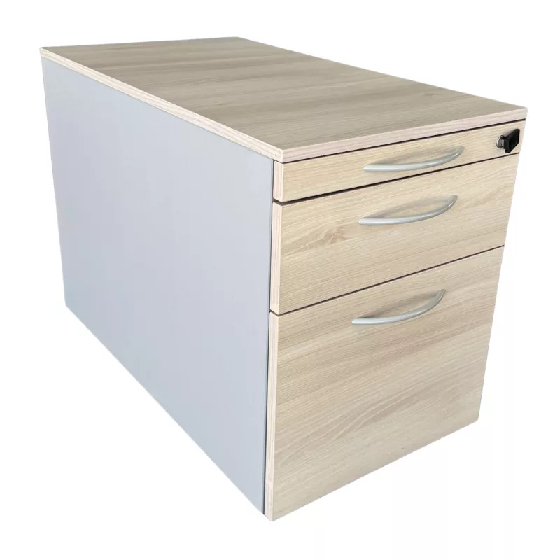 STEELCASE│Caisson sous bureau 3 tiroirs - 964│Profondeur 78,5 cm│Gris aluminium/erable blanc