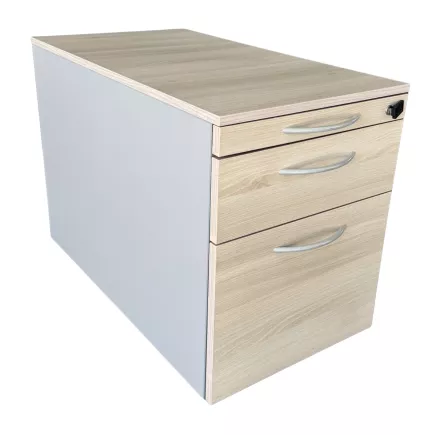 STEELCASE│Caisson sous bureau 3 tiroirs - 964│Profondeur 78,5 cm│Gris aluminium/erable blanc