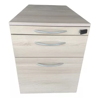 STEELCASE│Caisson sous bureau 3 tiroirs - 964│Profondeur 78,5 cm│Gris aluminium/erable blanc
