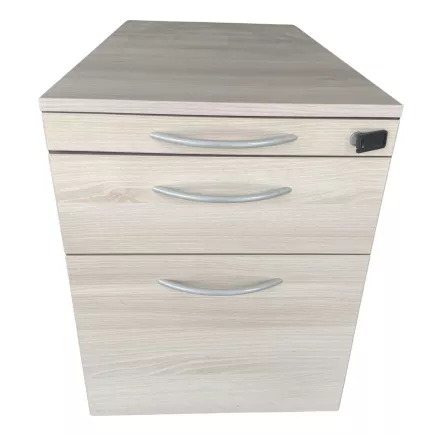 STEELCASE│Caisson sous bureau 3 tiroirs - 964│Profondeur 78,5 cm│Gris aluminium/erable blanc