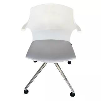 MY FRILL│Chaise d'accueil/collectivité│Blanc/gris/chromé