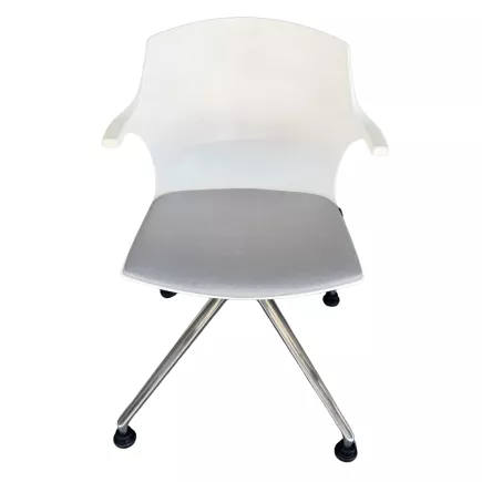 MY FRILL│Chaise d'accueil/collectivité│Blanc/gris/chromé