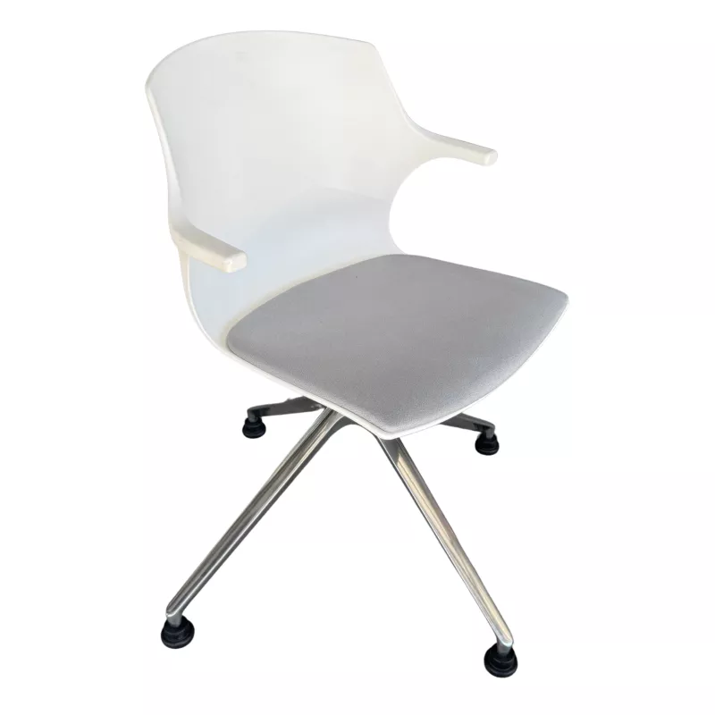 MY FRILL│Chaise d'accueil/collectivité│Blanc/gris/chromé