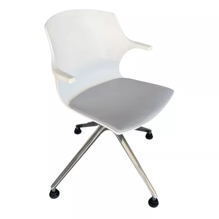 MY FRILL│Chaise d'accueil/collectivité│Blanc/gris/chromé