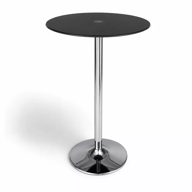 SANMA│Table haute ronde ø 60cm│Verre noir/pied chromé SANMA│Table haute ronde ø 60cm│Verre noir/pied chromé