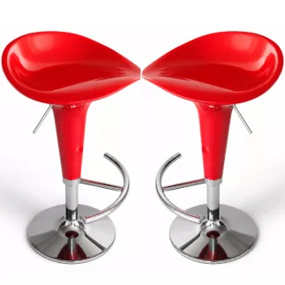 CLP│Lot de 2 tabourets de bar - hauteur réglable│Rouge