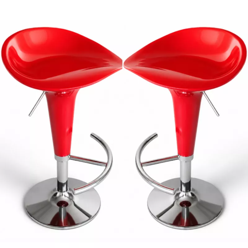 CLP│Lot de 2 tabourets de bar - hauteur réglable│Rouge