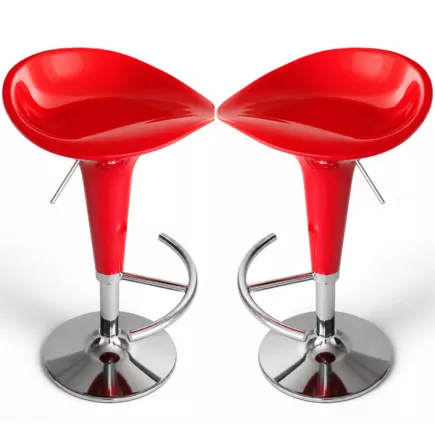 CLP│Lot de 2 tabourets de bar - hauteur réglable│Rouge