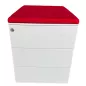 SANMA│Caisson sous bureau 3 tiroirs - 666│Profondeur 54 cm│Blanc /Noir/Top tissu rouge