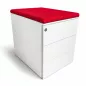 SANMA│Caisson sous bureau 3 tiroirs - 666│Profondeur 54 cm│Blanc /Noir/Top tissu rouge