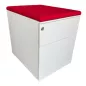 SANMA│Caisson sous bureau 3 tiroirs - 666│Profondeur 54 cm│Blanc /Noir/Top tissu rouge