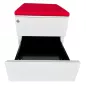 SANMA│Caisson sous bureau 3 tiroirs - 666│Profondeur 54 cm│Blanc /Noir/Top tissu rouge